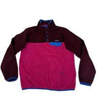 Patagonia Synchilla Snap-T Fleece Pullover Womens M Burgundy Pink Colour Block