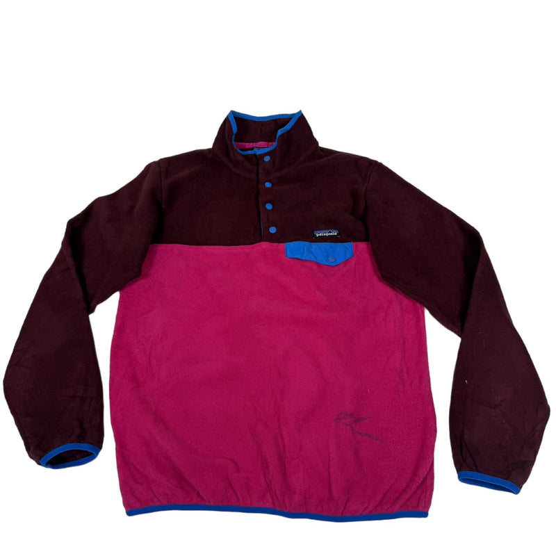 Patagonia Synchilla Snap-T Fleece Pullover Womens M Burgundy Pink Colour Block