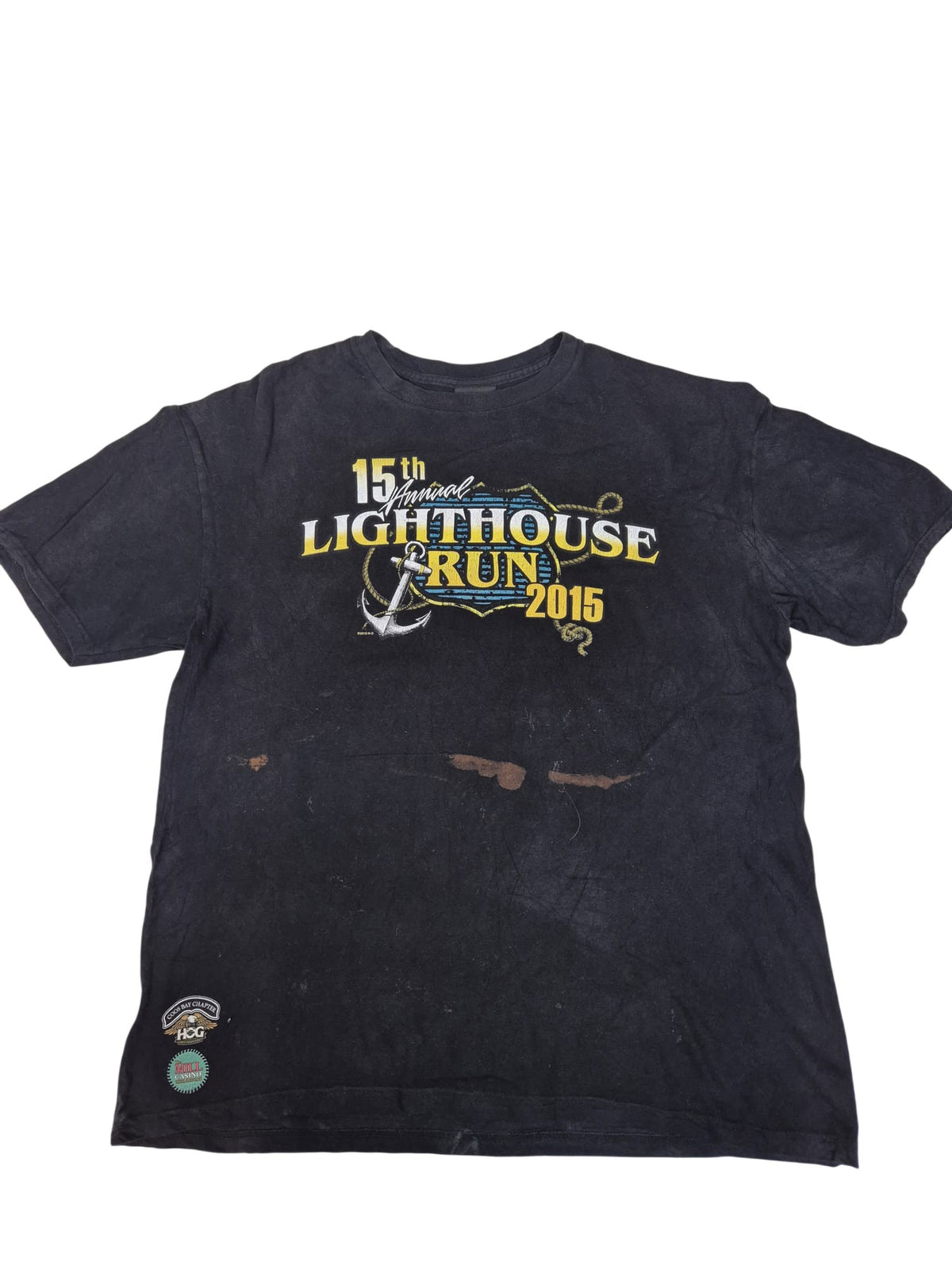 Harley-Davidson Graphic T-Shirt Lighthouse Run Coos Bay Black Size XL