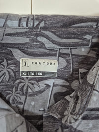 PGA Tour Golf Polo Shirt All Over Novelty Print Grey Size XL Mens