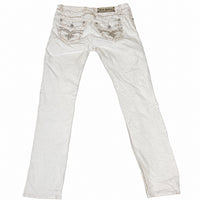Rock Revival Aymeline Embroidered Skinny Jeans White Distressed 31