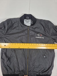 Corvette Embroidered Bomber Jacket Black Nylon Racing Logo Size L