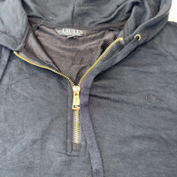 Lauren Ralph Lauren LRL Black Half Zip Hoodie XL Women's Gold Zip Lightweight Pullover