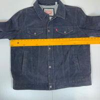 Levi's Trucker Jacket Navy Flocked Suede Effect Snap Button Size XL