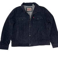 Levi's Trucker Jacket Navy Flocked Suede Effect Snap Button Size XL