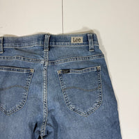 Lee Regular Fit Mid Rise Straight Leg Jeans Flex Motion Stretch Blue Size 2 Medium