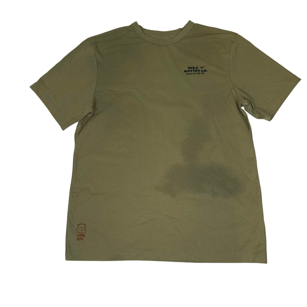 Nike Dri-Fit Moving Co Graphic T-Shirt Olive Green Novelty Print Size M