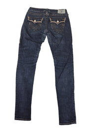 True Religion Skinny Jeans Dark Wash Flap Pocket Denim Size UK 8