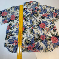 Act III Plus Floral Blouse Cream Blue Pink Tropical Print Size 44