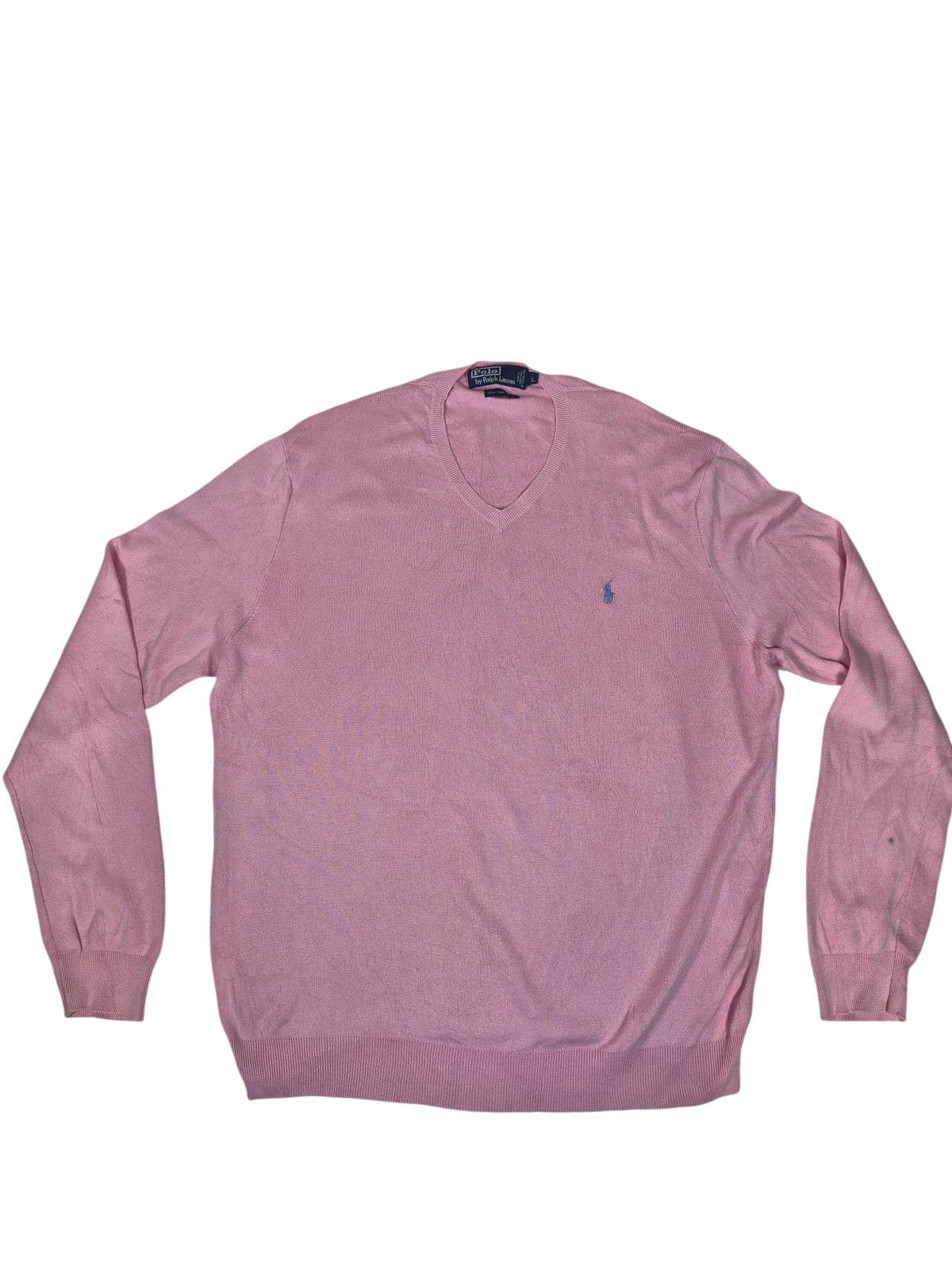 Polo Ralph Lauren V-Neck Jumper Pima Cotton Pink Size L