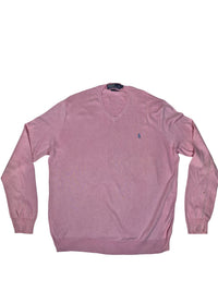 Polo Ralph Lauren V-Neck Jumper Pima Cotton Pink Size L