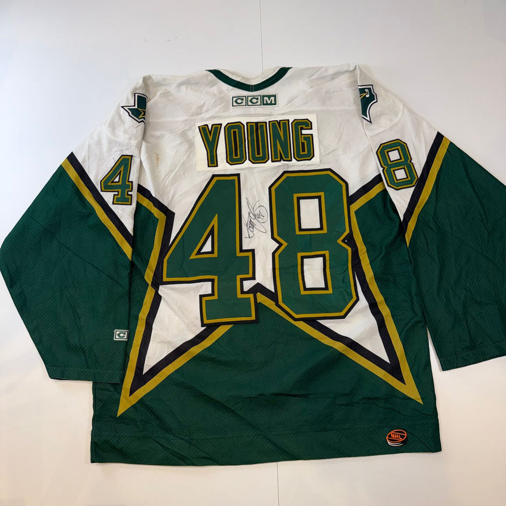 Vintage CCM Dallas Stars Steve Young #48 Autographed Jersey (Adult Large, Made in Canada)