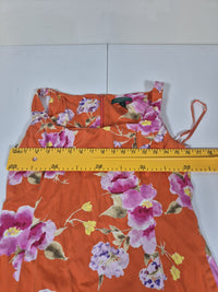 Lauren Ralph Lauren Floral Sheath Dress Orange Pink Midi Sleeveless US 8 UK 12