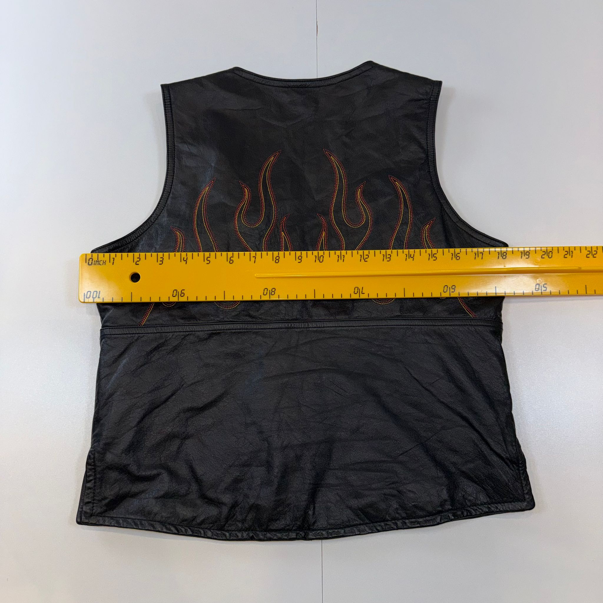 Harley-Davidson Genuine Leather Flame Vest Black Women's Medium M Biker Motorcycle Y2K