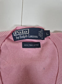 Polo Ralph Lauren V-Neck Jumper Pima Cotton Pink Size L