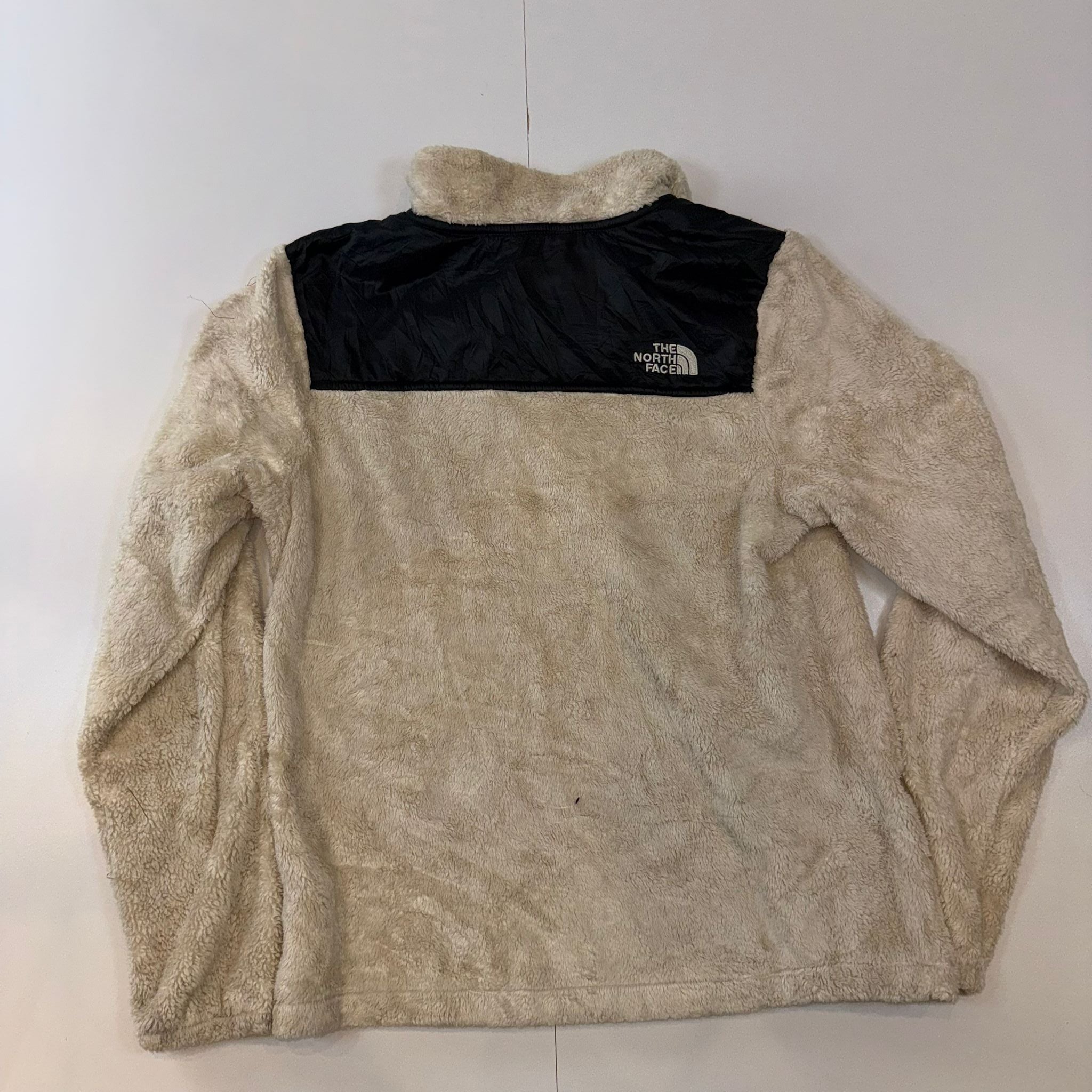 The North Face Girls Sherpa Fleece Pullover Jacket Cream Beige Black Logo Size L/G (14/16)