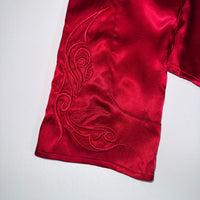 Harley-Davidson Satin Fitted Shirt Embroidered Cuffs Red Size L
