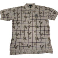 Izod Club Mens Polo Shirt US Open 1997 Golf Print Beige Size XL