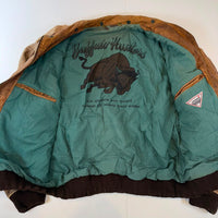 Vintage Avirex Style Distressed Leather Bomber Flight Jacket Brown Buffalo Hunters 52 XXL