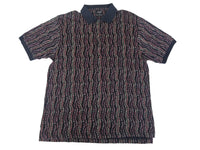 IZOD Golf Polo Shirt Black Leaf Print Double Mercerized Cotton Size M