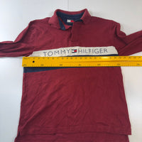 Tommy Hilfiger Long Sleeve Rugby Polo Shirt – Burgundy/Navy/White – Size S