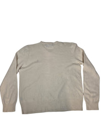 Polo Ralph Lauren Lambswool V Neck Jumper Sweater Cream Navy Pony Size XL