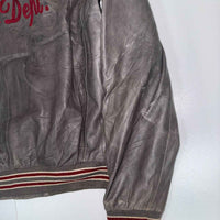 Redskins Leather Varsity Jacket Grey Burgundy College Patch Size L