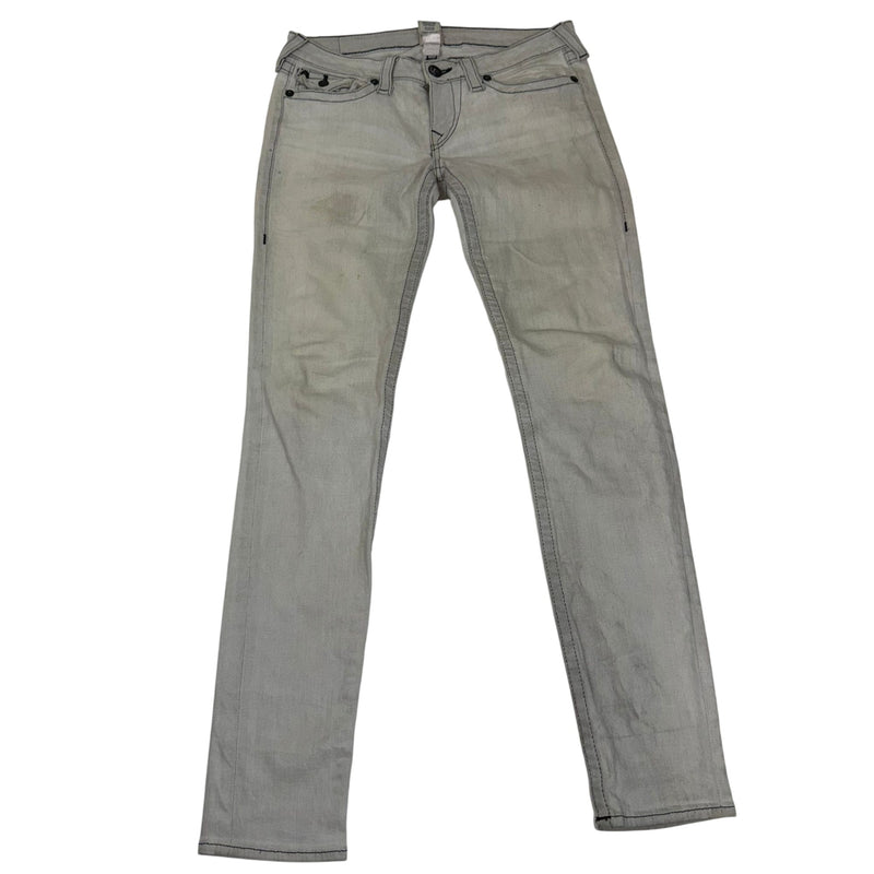 True Religion Skinny Jeans Stone Grey Contrast Stitch Denim Size 32