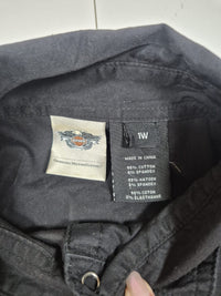 Harley-Davidson Womens Western Snap Shirt Black Piped Embroidered Back Size 1W( UK 18-20)