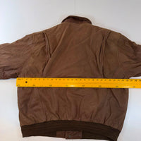 Roundtree & Yorke Genuine Leather Brown Bomber Jacket XL Vintage Aviator Flight Jacket