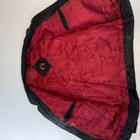 Vintage Karblurg Black Genuine Leather Bomber Jacket Mens XXL Oversized Red Lining