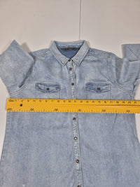 Harley-Davidson Womens Denim Shirt Snap Eagle Back Print Light Wash Blue Size L
