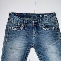 Miss Me Signature Slim Boot Jeans Crystal Wing Pockets Blue Size 27 Bootcut