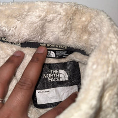 The North Face Girls Sherpa Fleece Pullover Jacket Cream Beige Black Logo Size L/G (14/16)