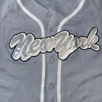 PJ Mark New York Baseball Jersey Grey Mesh XL Y2K Streetwear