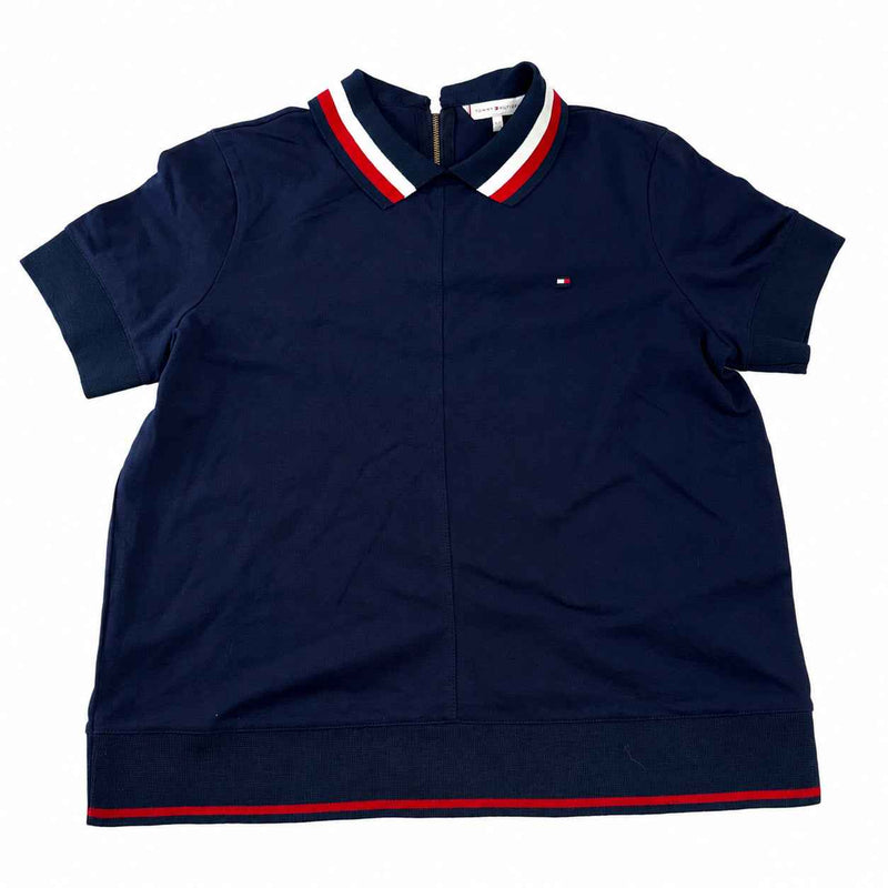 Tommy Hilfiger Women's Short Sleeve Zip-Back Polo Top – Size L