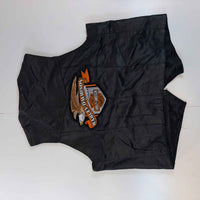 Vintage Hudson Leather Black Genuine Leather Biker Vest Harley Style Patch Size 44 XL