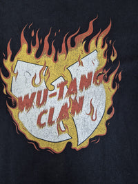 Wu-Tang Clan Graphic T-Shirt Faded Black Flame Logo Print Size 3XL
