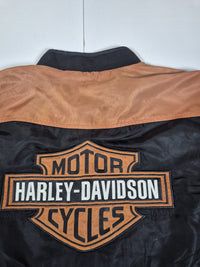 Harley-Davidson Nylon Bomber Jacket Black Orange Embroidered Bar Shield Mens 2XL