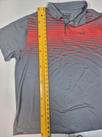 Under Armour Performance Golf Polo Shirt Grey Coral Stripe Mens 4XL Loose Fit