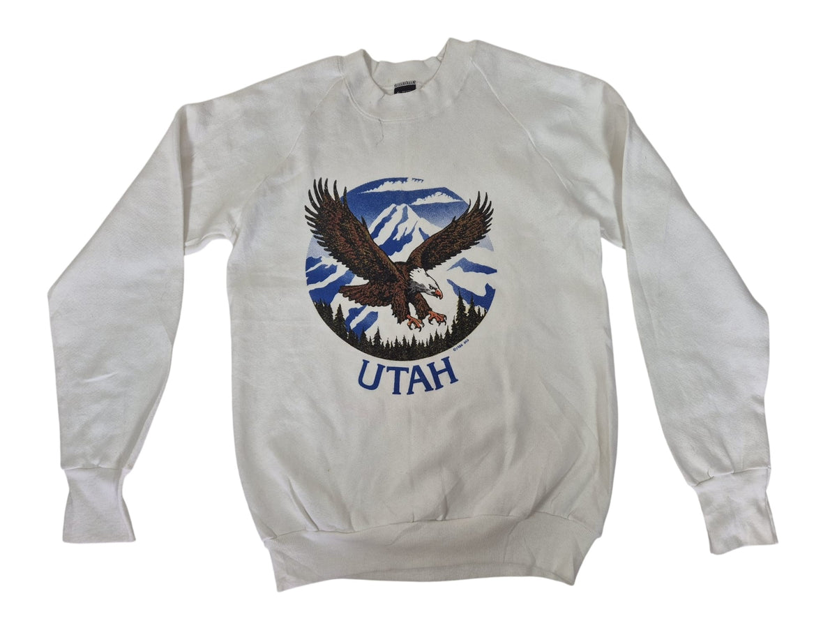 Vintage Screen Stars Utah Eagle Graphic Sweatshirt White Size S