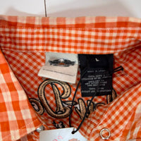 Harley Davidson Womens Gingham Snap Shirt Orange White BNWT Size L
