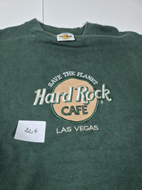 Hard Rock Cafe Las Vegas Sweatshirt Vintage 90s Green XL Embroidered Made USA