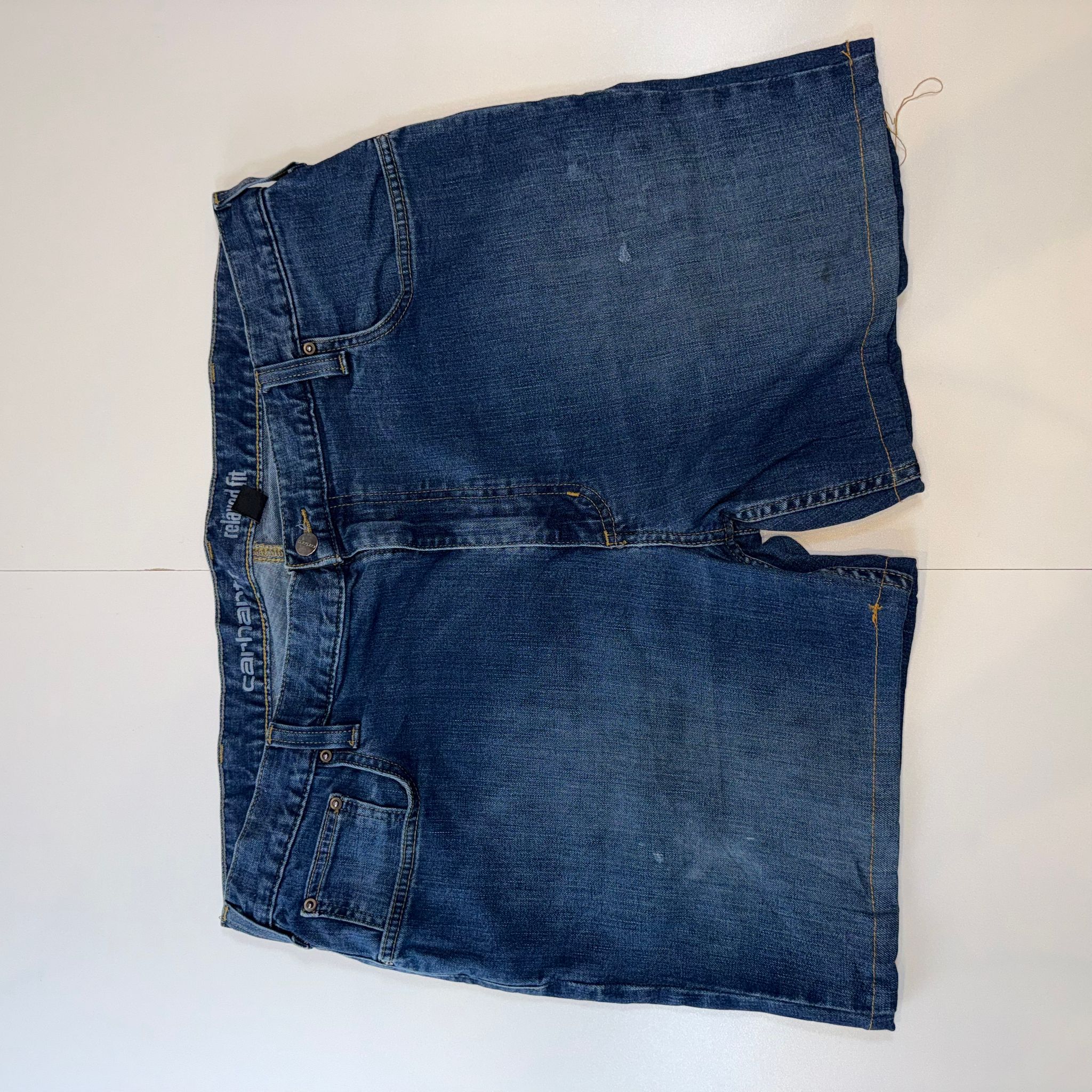 Carhartt Rugged Flex Denim Shorts Relaxed Fit Blue Workwear Carpenter Shorts W40