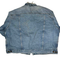 Carhartt Blanket Lined Denim Trucker Jacket Light Wash Plaid Size 2XL