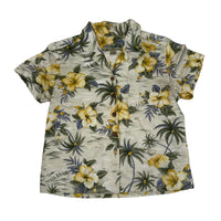 Havana Jack's Cafe Cream Yellow Hawaiian Shirt Coconut Buttons Petite Size PS
