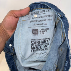 Carhartt Rugged Flex Denim Shorts Relaxed Fit Blue Workwear Carpenter Shorts W40