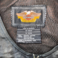 Harley-Davidson Genuine Leather Flame Vest Black Women's Medium M Biker Motorcycle Y2K