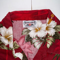 Pacific Legend Hawaiian Shirt Red Hibiscus Floral Womens Size M Cotton