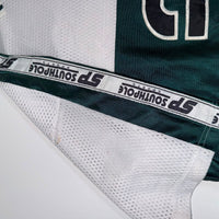 Southpole Mesh Quarter-Zip Jersey Polo White Green Oversized L/XL Y2K Streetwear